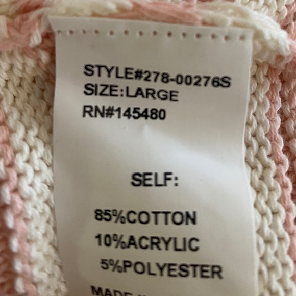 Market & Spruce Pink & Cream Stripe Sweater Size L - Picture 6 of 7